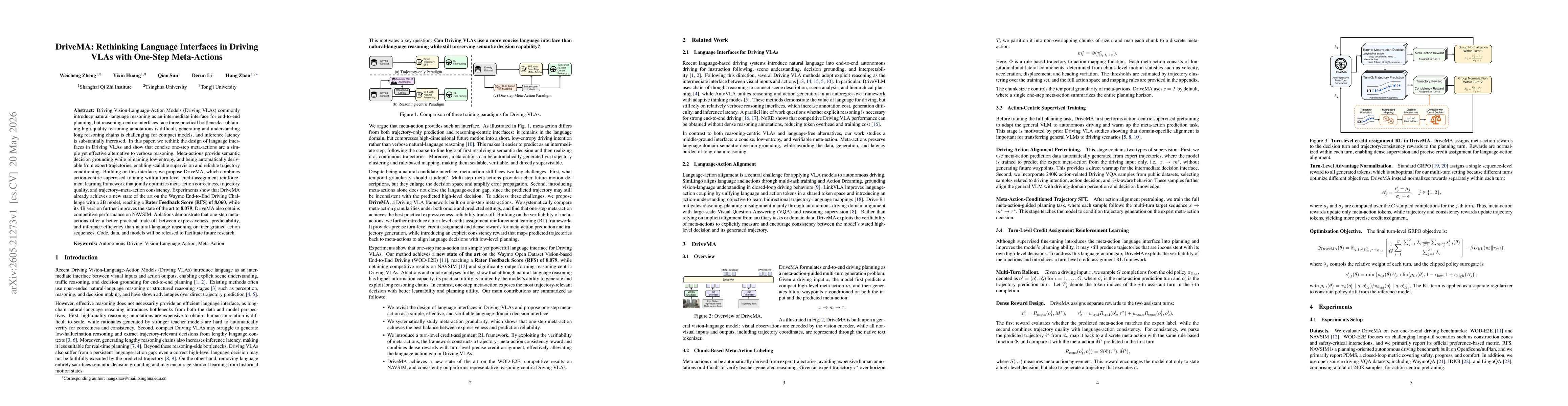 Thumbnail for DriveMA: Rethinking Language Interfaces in Driving VLAs with One-Step Meta-Actions
