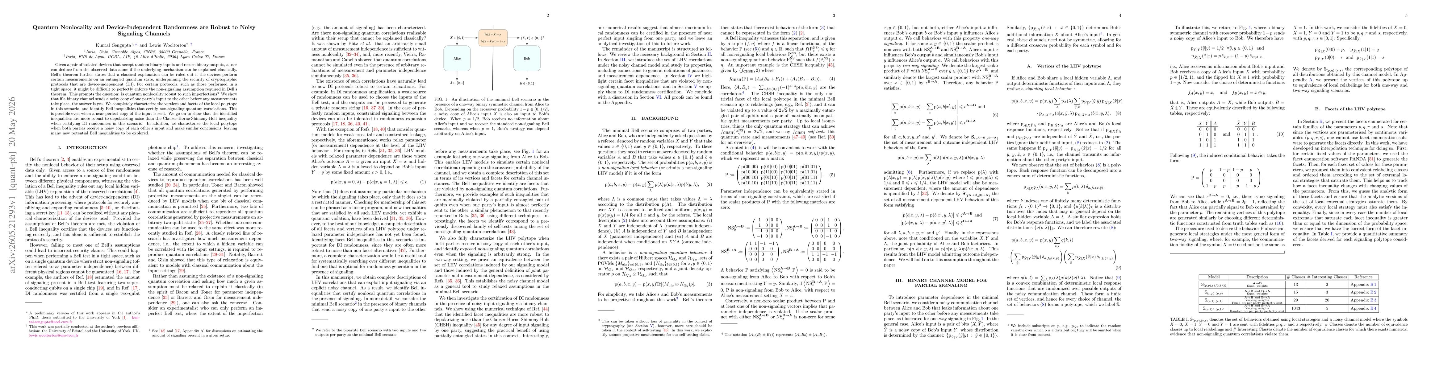 Thumbnail for Quantum Nonlocality and Device-Independent Randomness are Robust to Noisy Signaling Channels