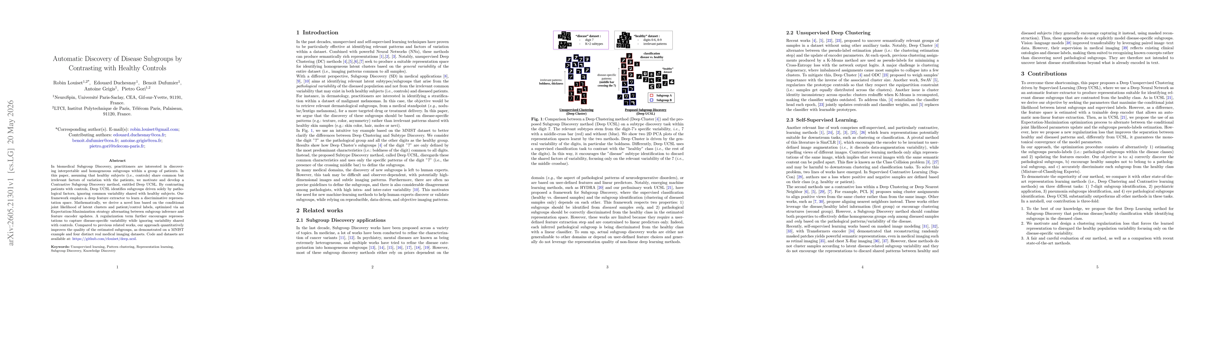 Thumbnail for Automatic Discovery of Disease Subgroups by Contrasting with Healthy Controls