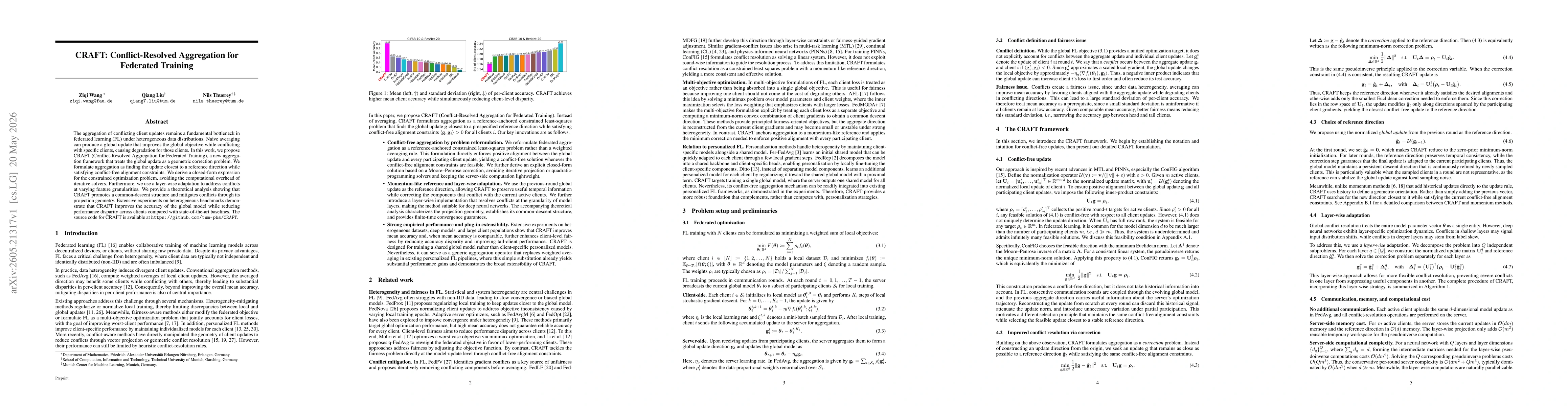Thumbnail for CRAFT: Conflict-Resolved Aggregation for Federated Training