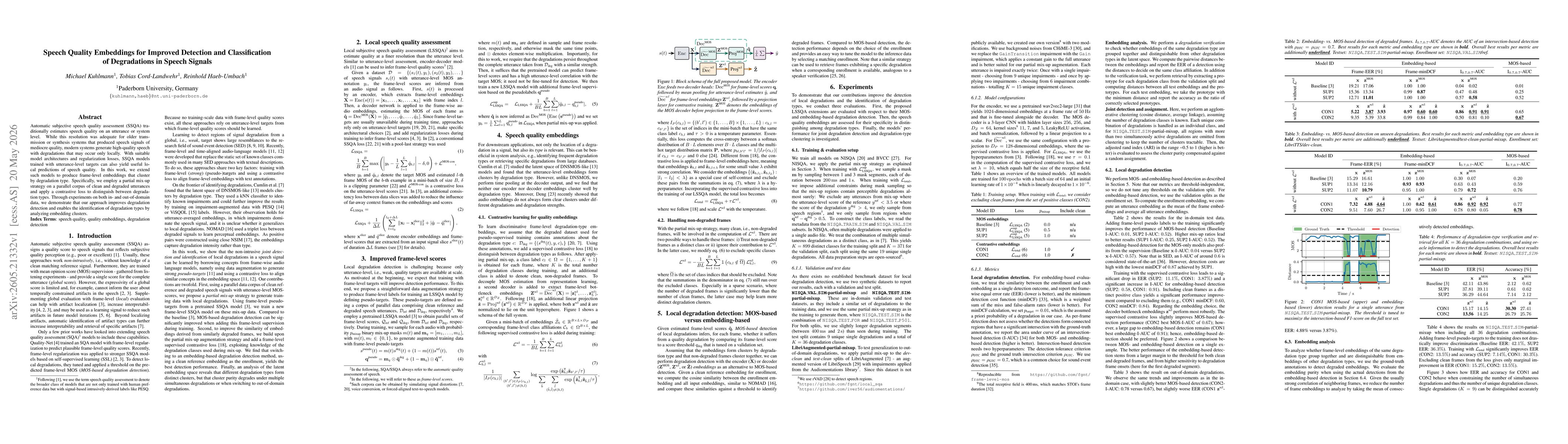 Thumbnail for Speech Quality Embeddings for Improved Detection and Classification of Degradations in Speech Signals