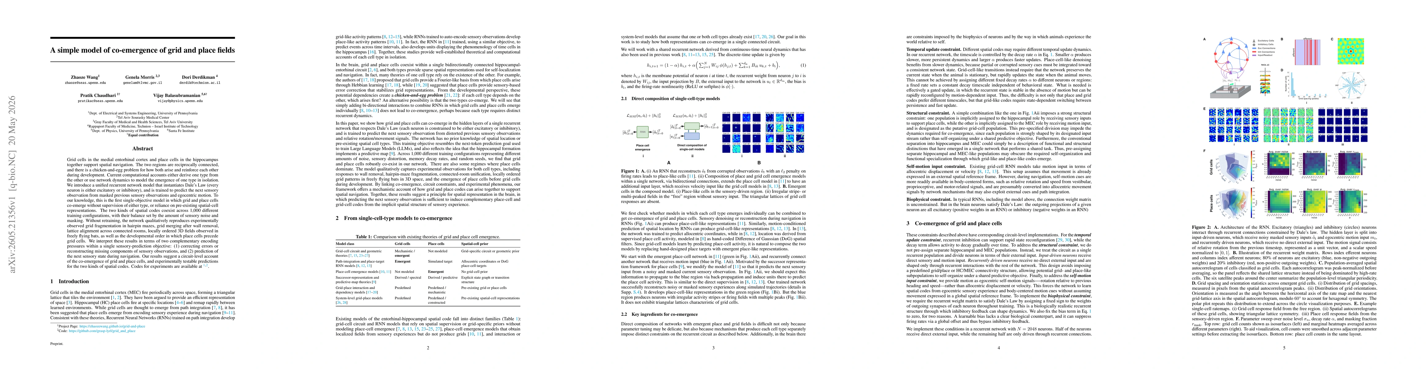 Thumbnail for A simple model of co-emergence of grid and place fields