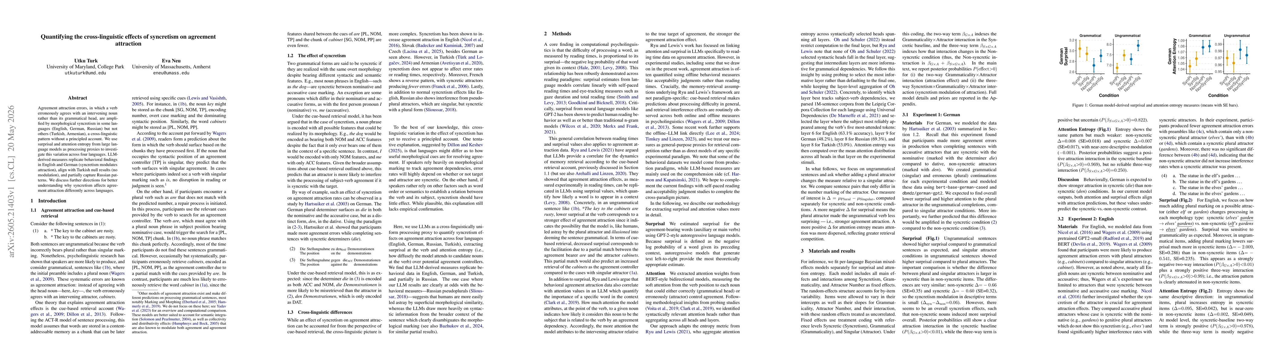Thumbnail for Quantifying the cross-linguistic effects of syncretism on agreement attraction