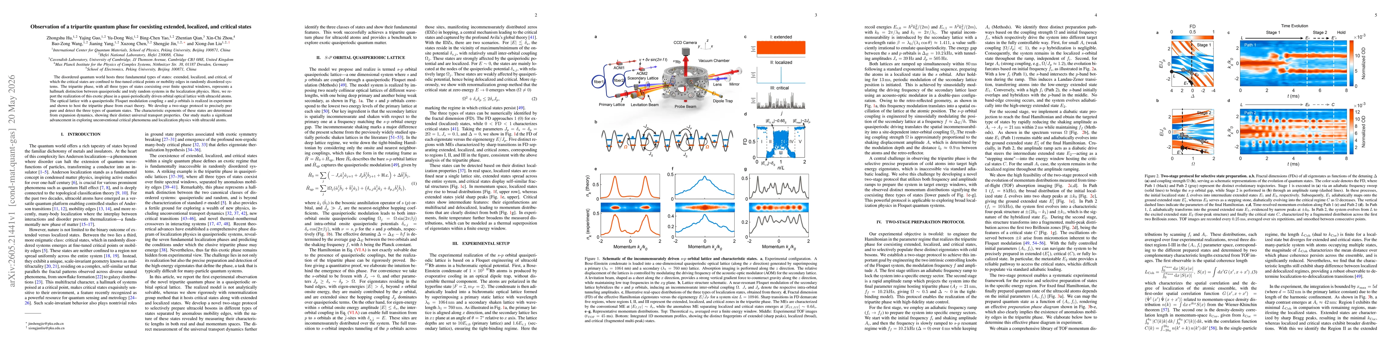 Thumbnail for Observation of a tripartite quantum phase for coexisting extended, localized, and critical states