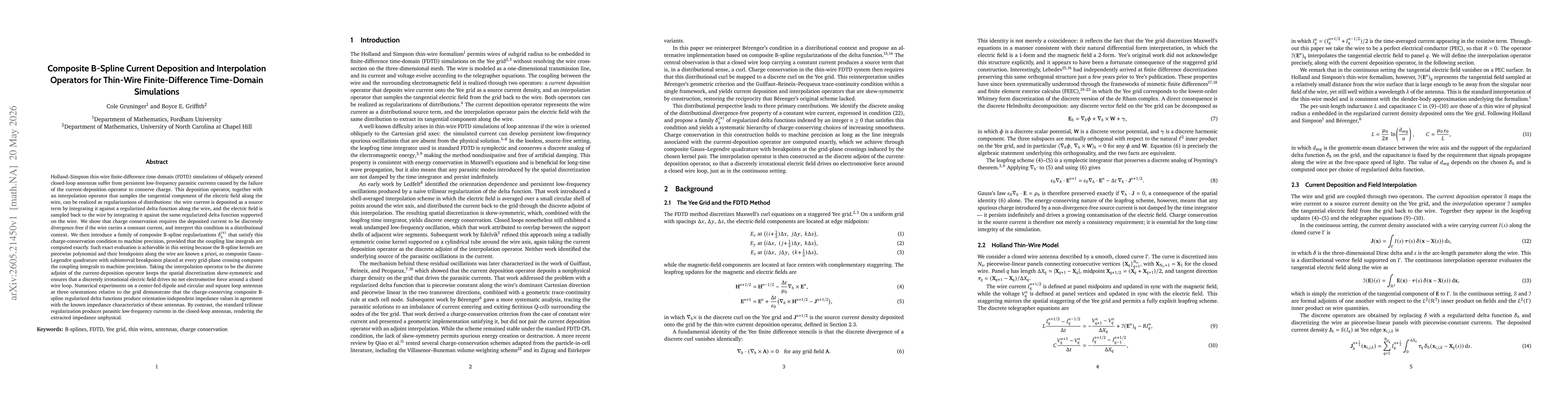 Thumbnail for Composite B-Spline Current Deposition and Interpolation Operators for Thin-Wire Finite-Difference Time-Domain Simulations