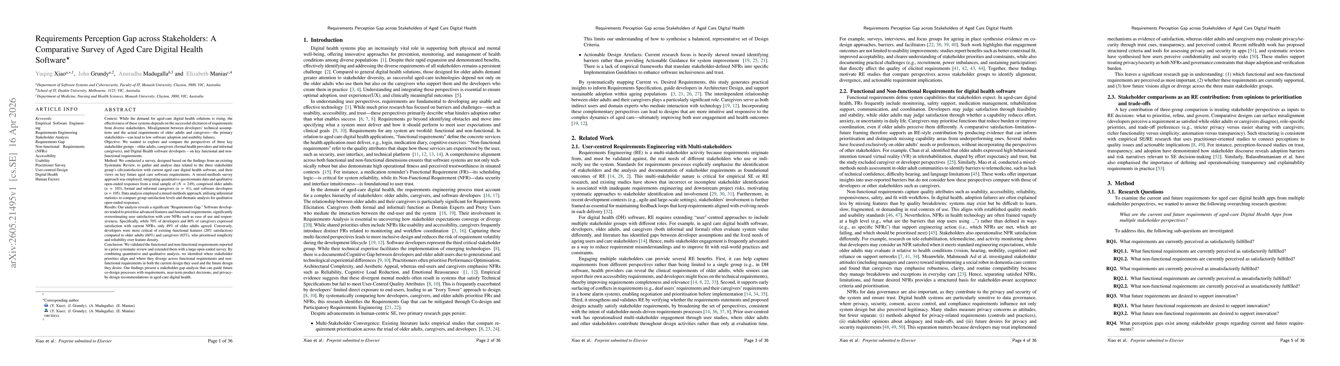 Thumbnail for Requirements Perception Gap across Stakeholders: A Comparative Survey of Aged Care Digital Health Software