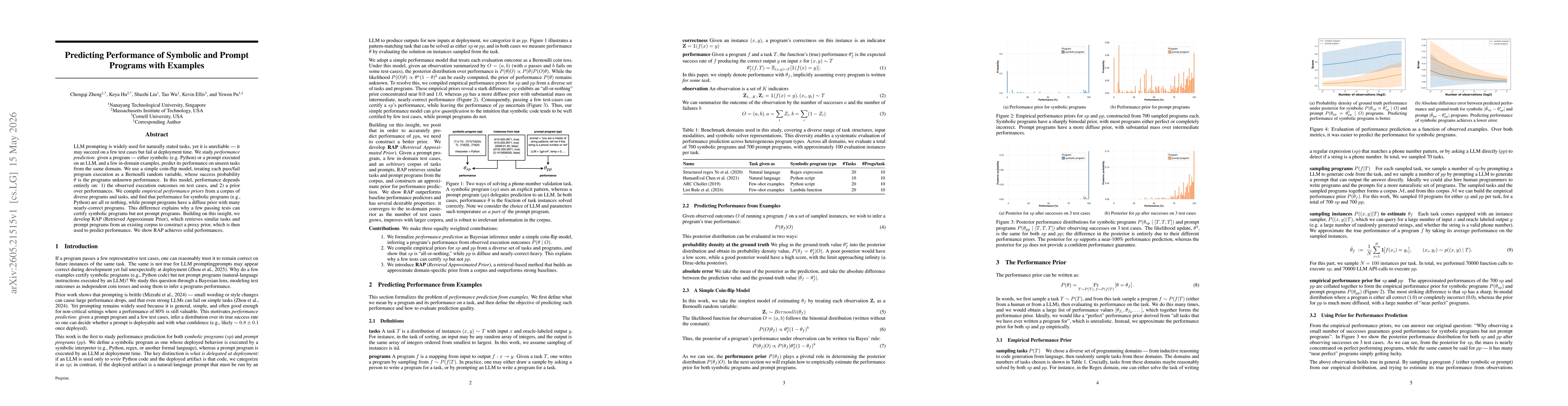Thumbnail for Predicting Performance of Symbolic and Prompt Programs with Examples