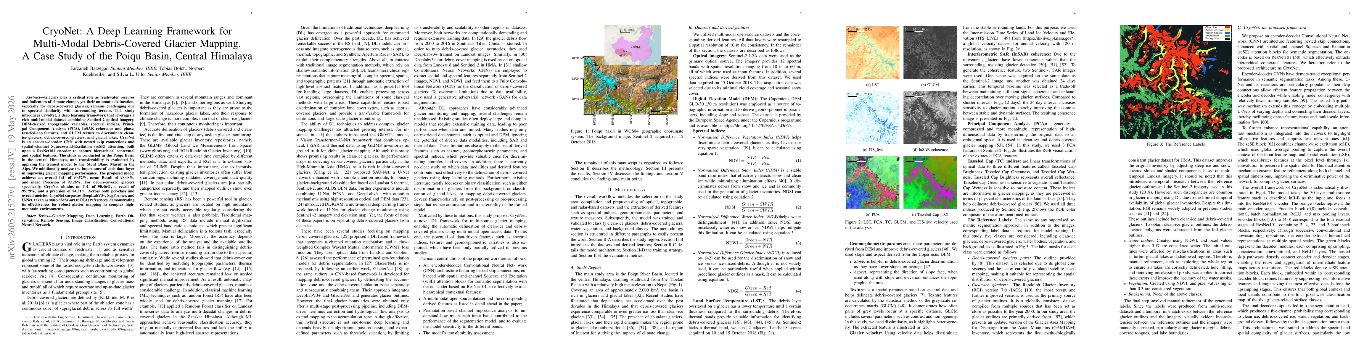 Thumbnail for CryoNet: A Deep Learning Framework for Multi-Modal Debris-Covered Glacier Mapping. A Case Study of the Poiqu Basin, Central Himalaya