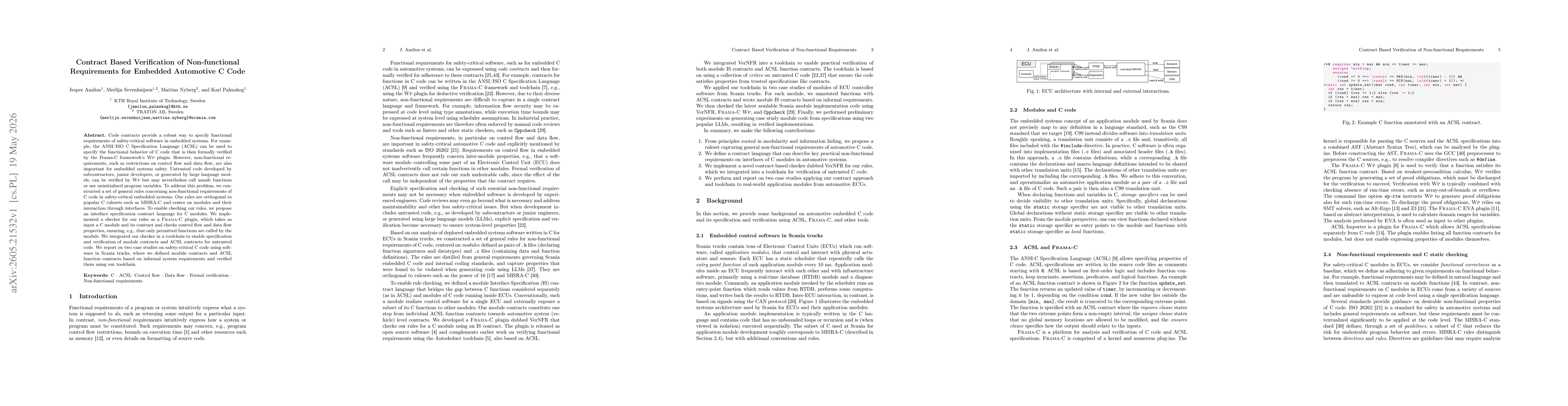 Thumbnail for Contract Based Verification of Non-functional Requirements for Embedded Automotive C Code