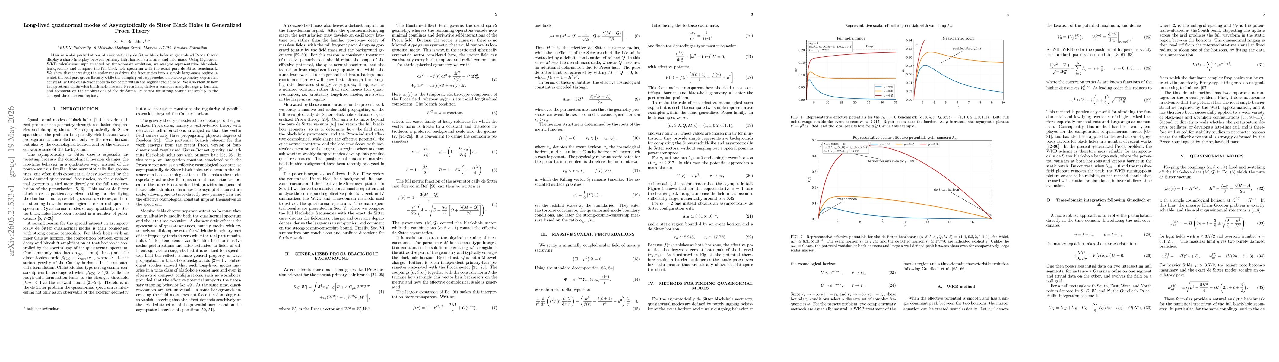 Thumbnail for Long-lived quasinormal modes of Asymptotically de Sitter Black Holes in Generalized Proca Theory