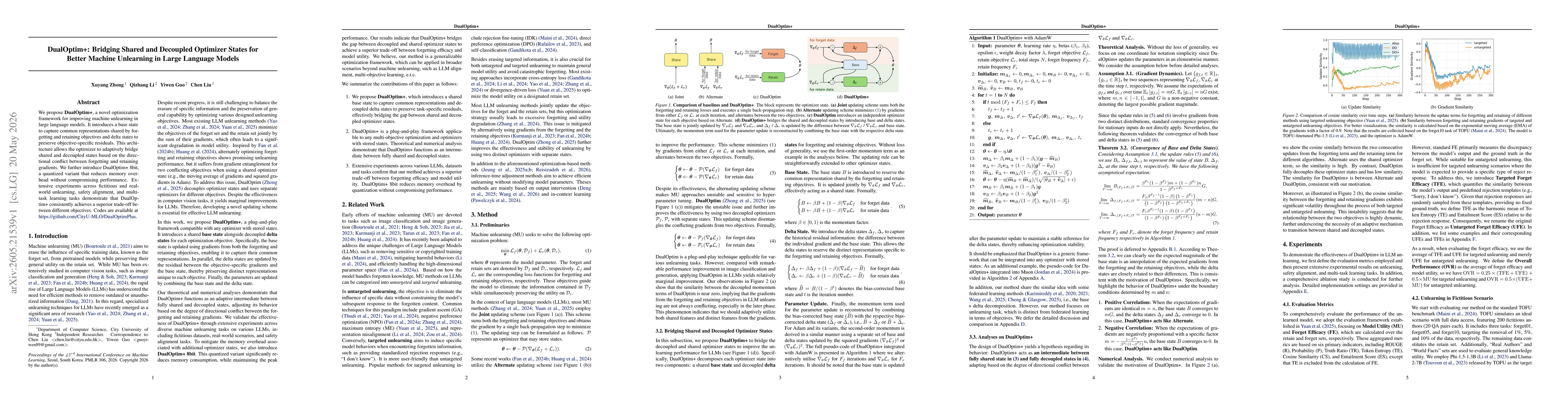 Thumbnail for DualOptim+: Bridging Shared and Decoupled Optimizer States for Better Machine Unlearning in Large Language Models