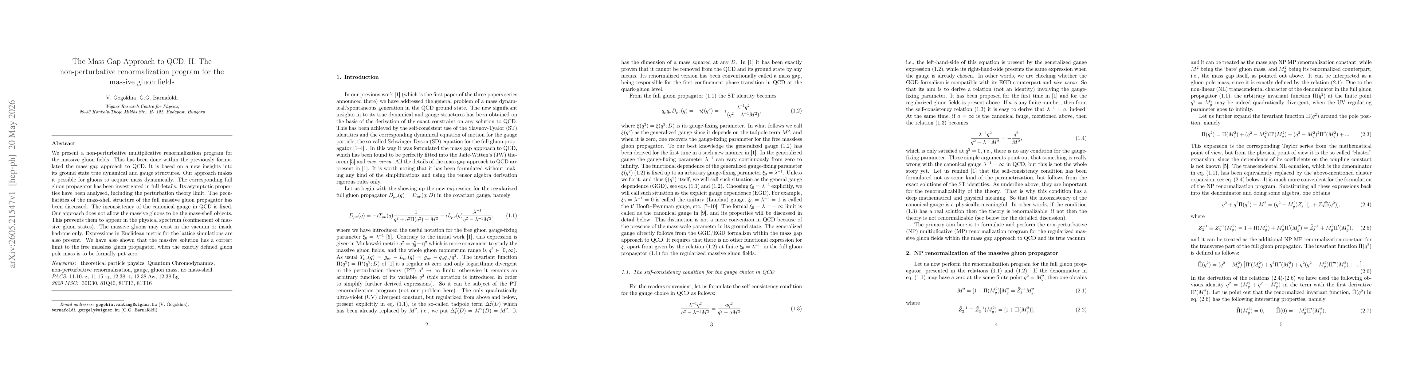 Thumbnail for The Mass Gap Approach to QCD. II. The non-perturbative renormalization program for the massive gluon fields