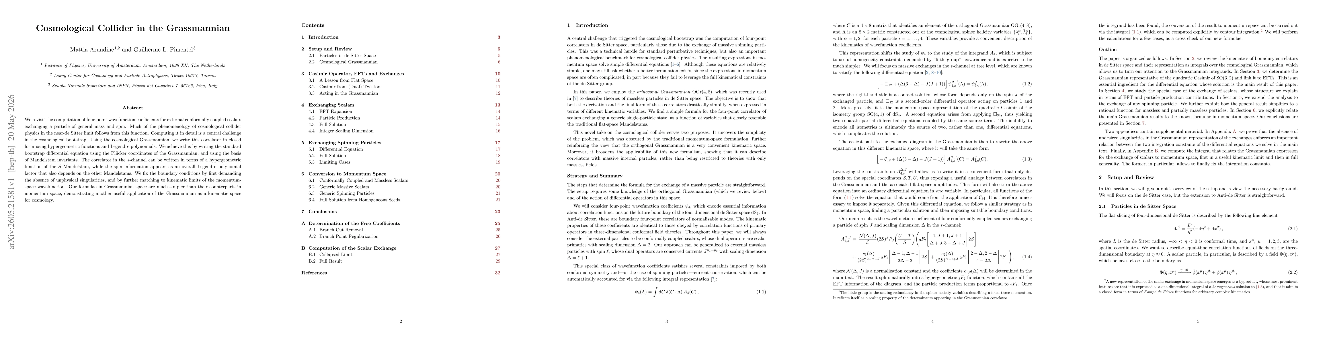 Thumbnail for Cosmological Collider in the Grassmannian