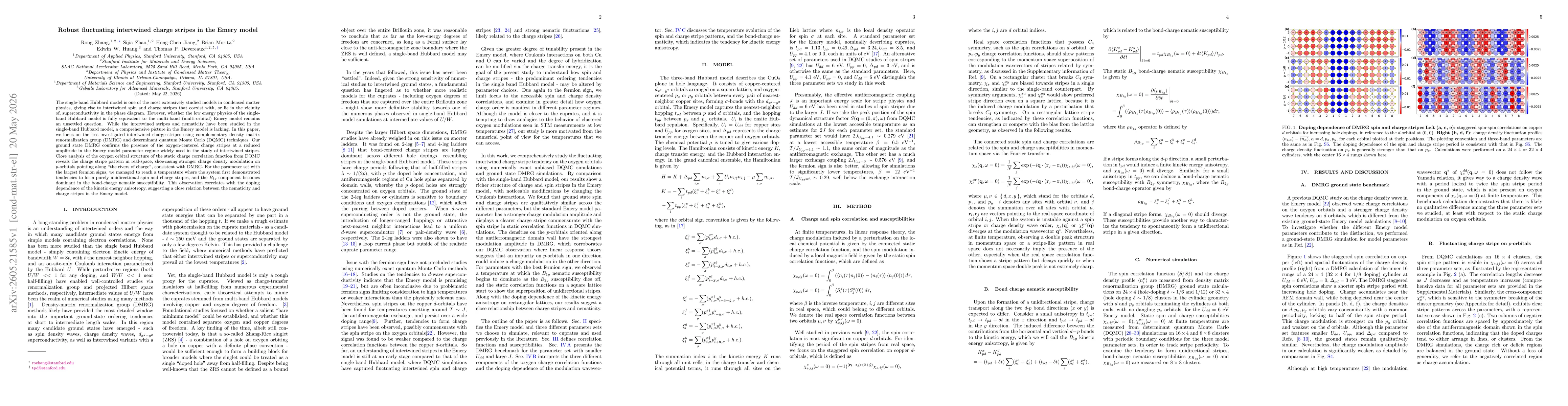 Thumbnail for Robust fluctuating intertwined charge stripes in the Emery model