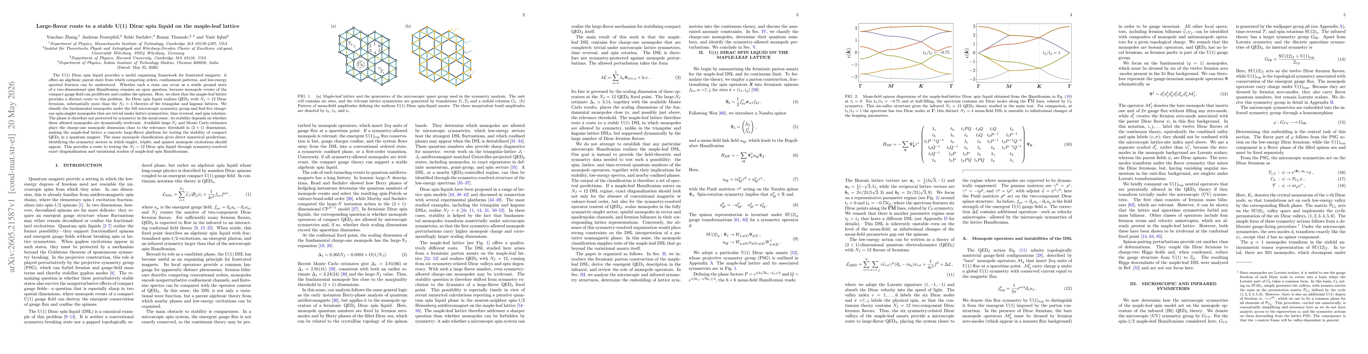 Thumbnail for Large-flavor route to a stable U(1) Dirac spin liquid on the maple-leaf lattice