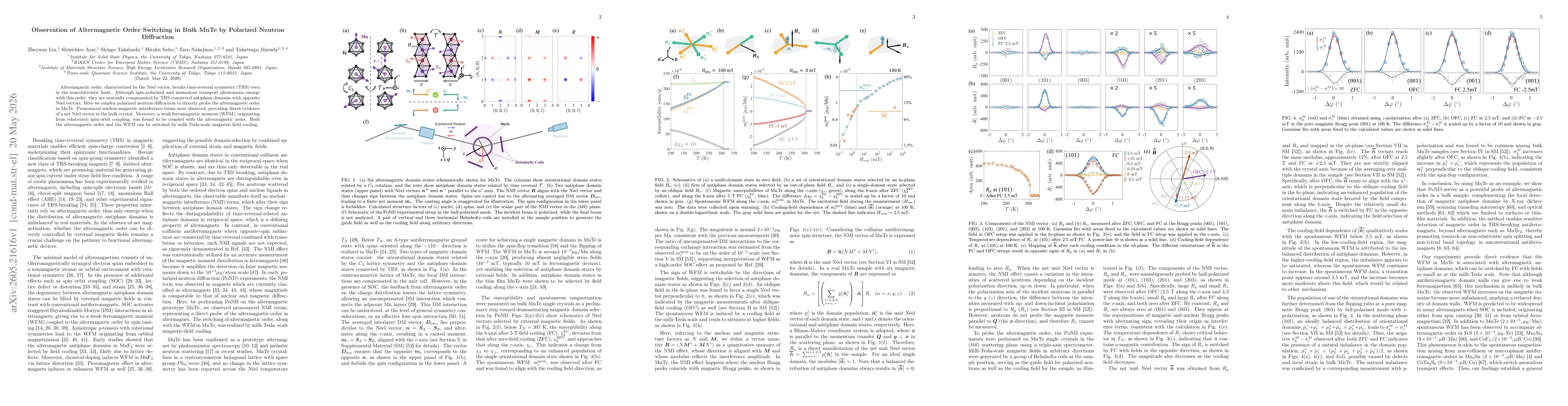 Thumbnail for Observation of Altermagnetic Order Switching in Bulk MnTe by Polarized Neutron Diffraction