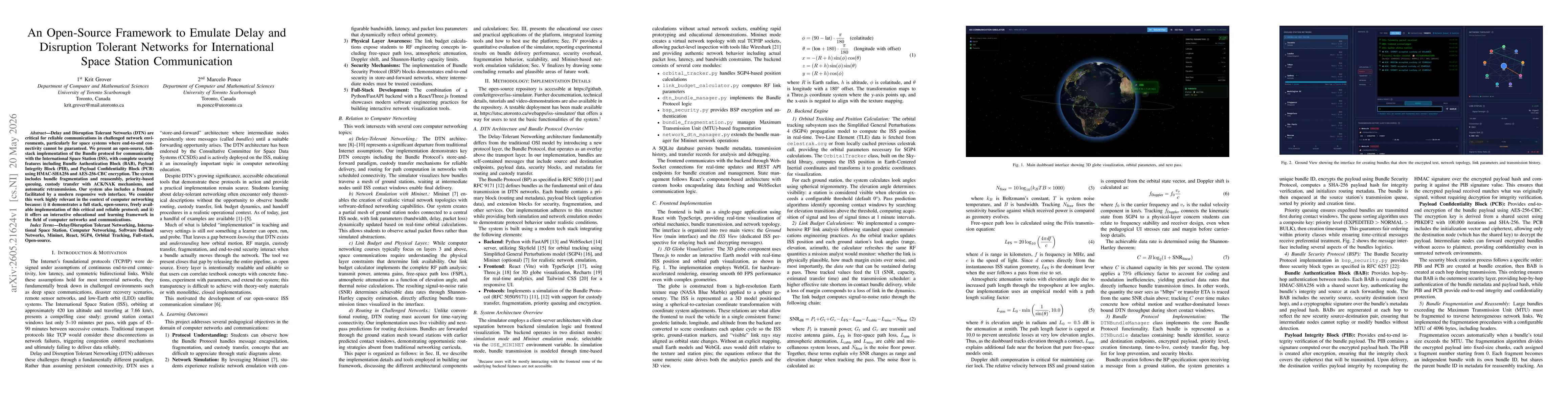 Thumbnail for An Open-Source Framework to Emulate Delay and Disruption Tolerant Networks for International Space Station Communication