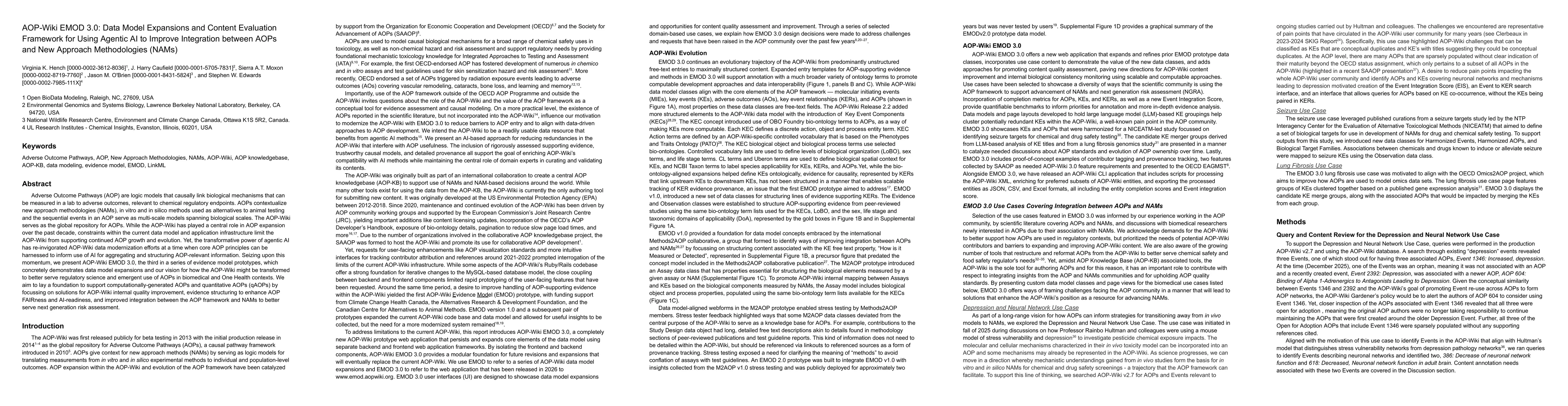 Thumbnail for AOP-Wiki EMOD 3.0: Data Model Expansions and Content Evaluation Framework for Using Agentic AI to Improve Integration between AOPs and New Approach Methodologies (NAMs)