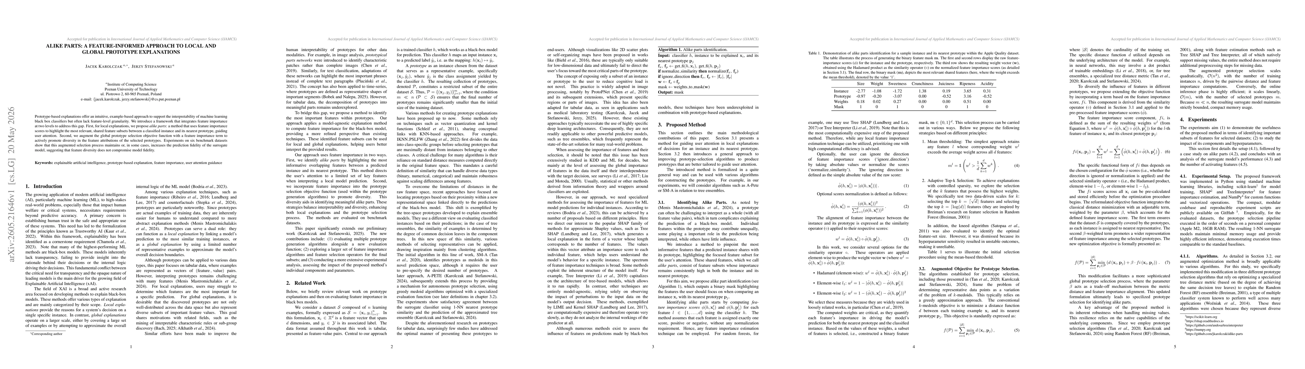 Thumbnail for Alike Parts: A Feature-Informed Approach to Local and Global Prototype Explanations
