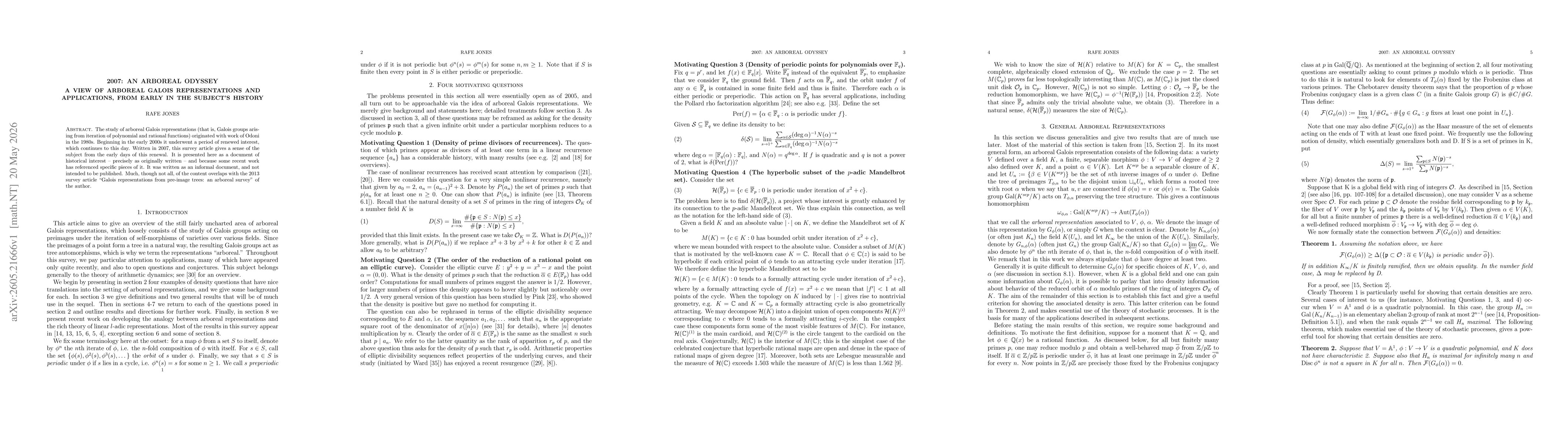 Thumbnail for 2007: An Arboreal Odyssey: A View of Arboreal Galois Representations and Applications, from Early in the Subject's History