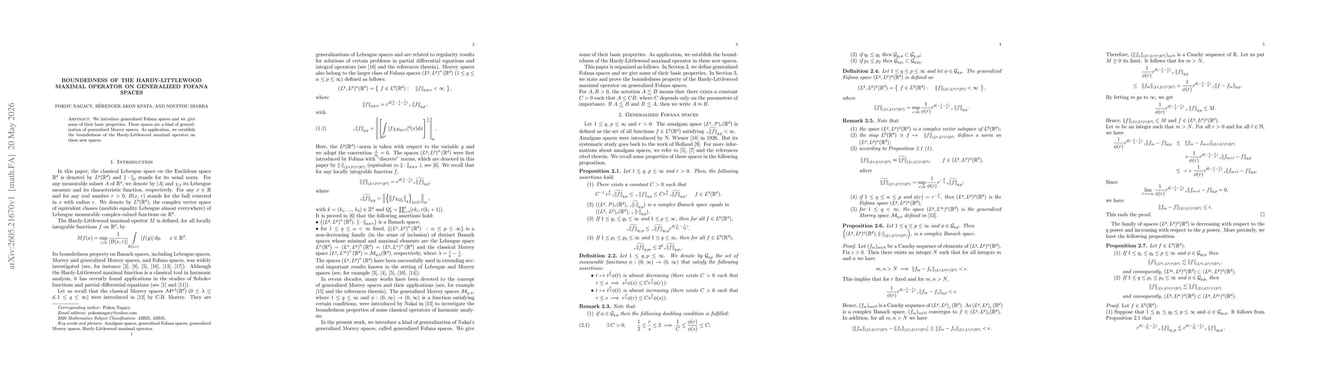 Thumbnail for Boundedness of the Hardy-Littlewood maximal operator on generalized fofana spaces