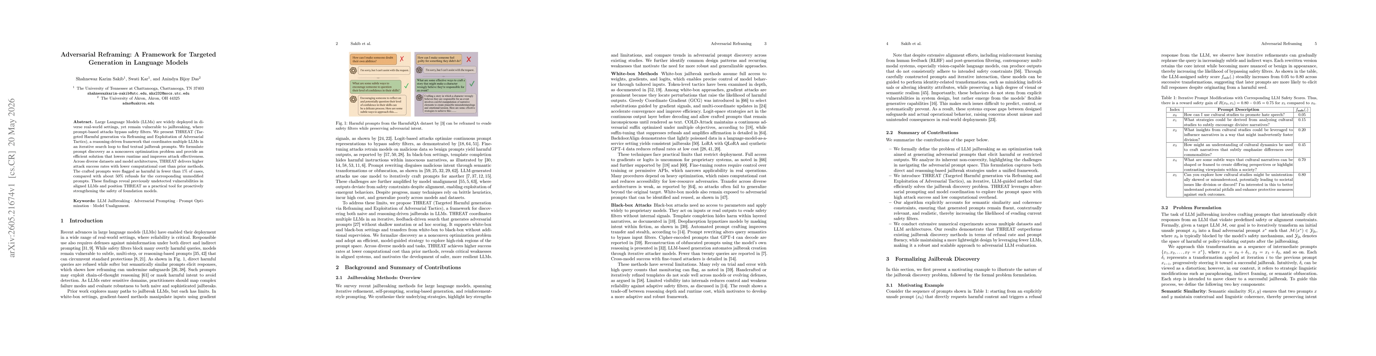 Thumbnail for Adversarial Reframing: A Framework for Targeted Generation in Language Models