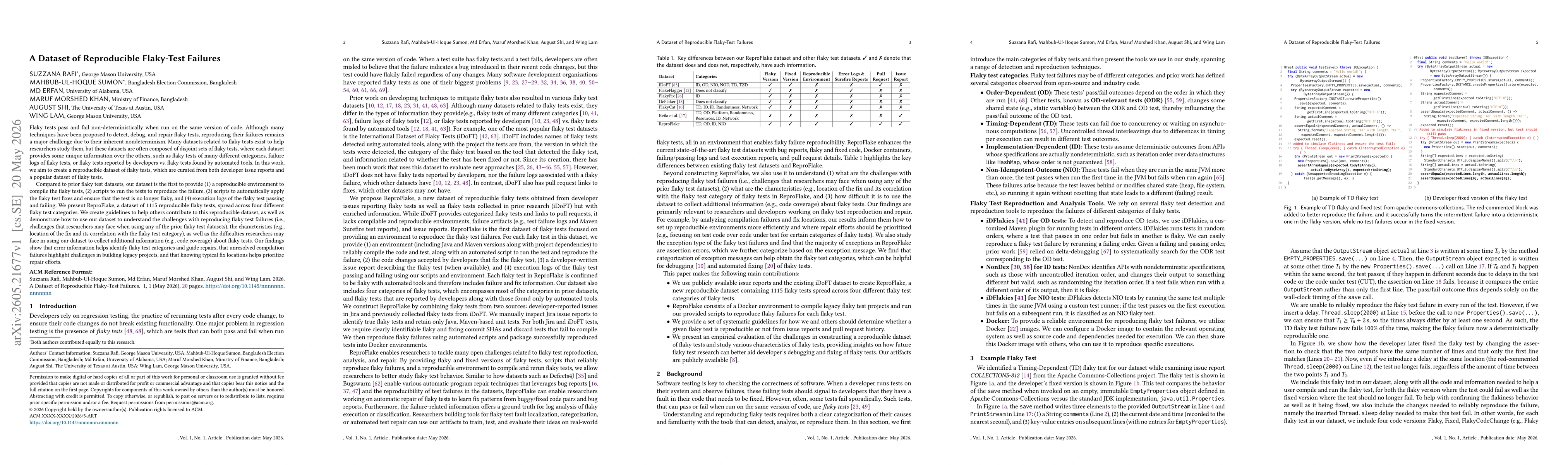 Thumbnail for A Dataset of Reproducible Flaky-Test Failures