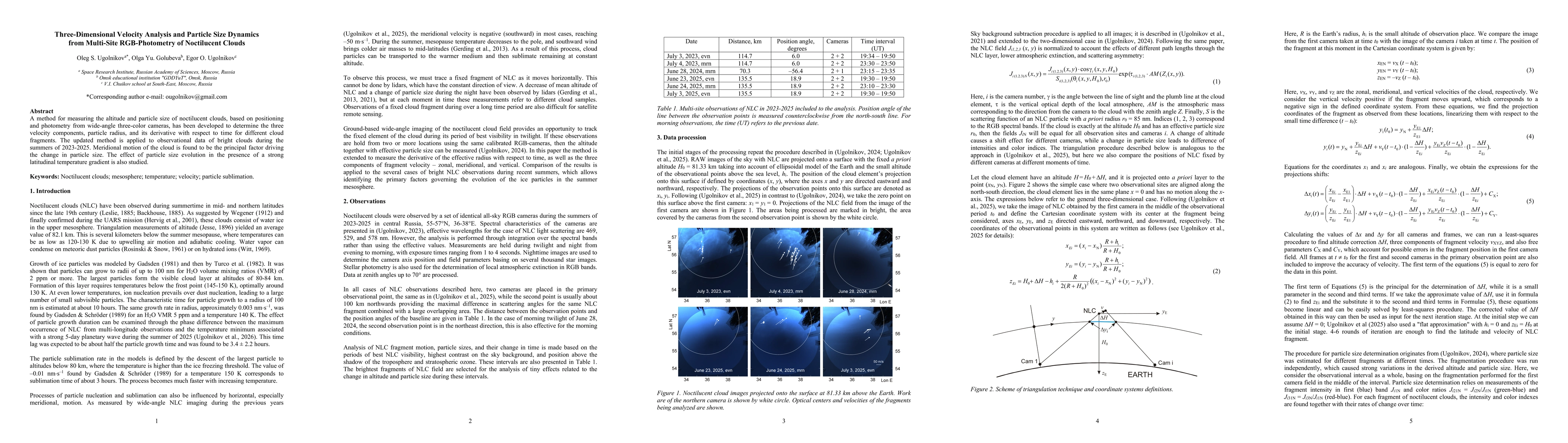 Thumbnail for Three-Dimensional Velocity Analysis and Particle Size Dynamics from Multi-Site RGB-Photometry of Noctilucent Clouds