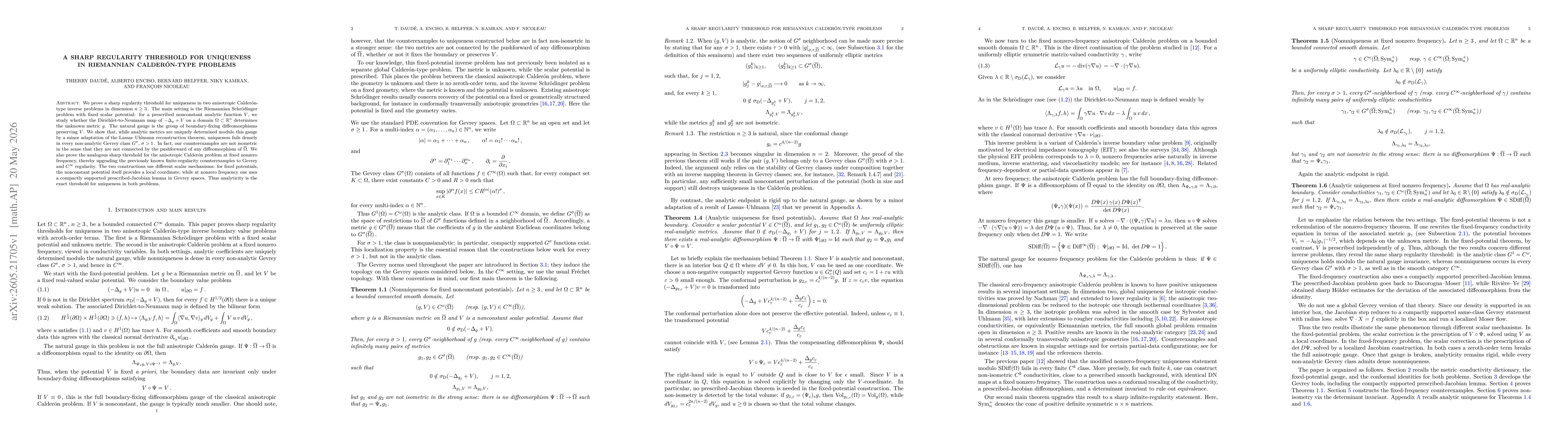 Thumbnail for A Sharp Regularity Threshold for Uniqueness in Riemannian Calderón-type Problems