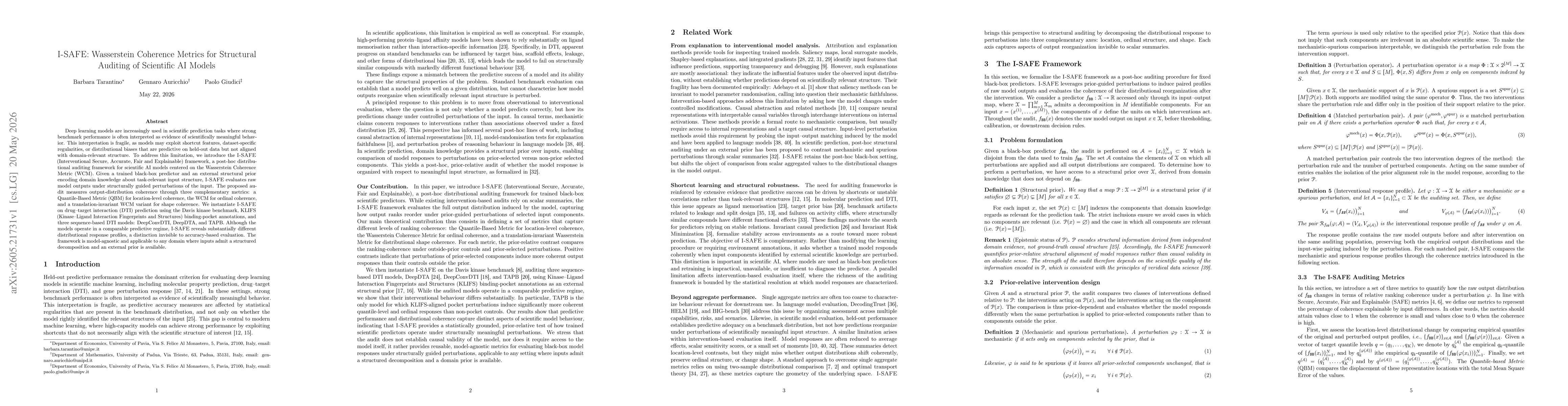 Thumbnail for I-SAFE: Wasserstein Coherence Metrics for Structural Auditing of Scientific AI Models