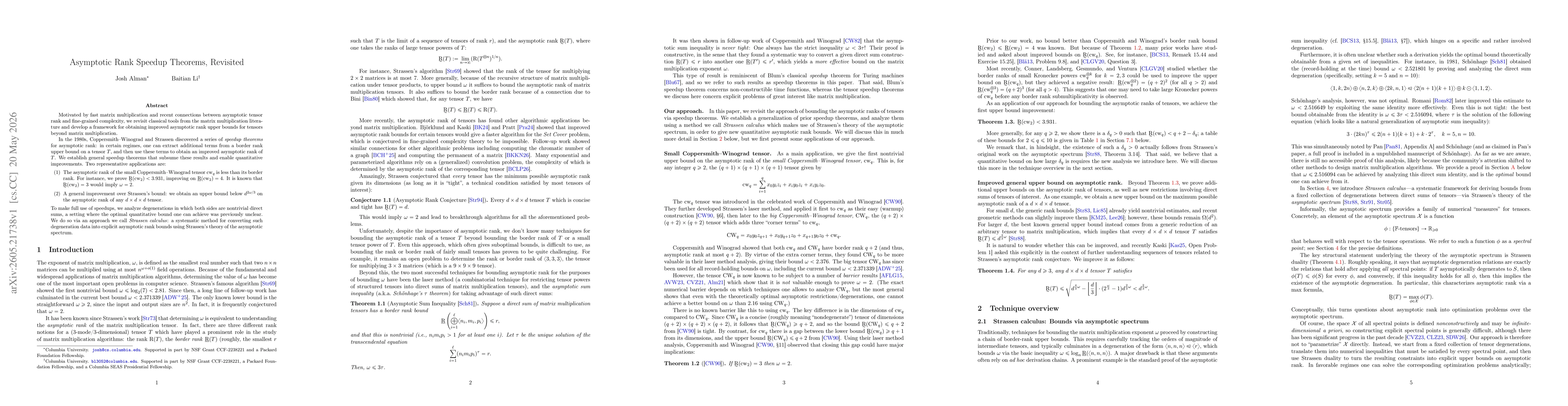 Thumbnail for Asymptotic Rank Speedup Theorems, Revisited