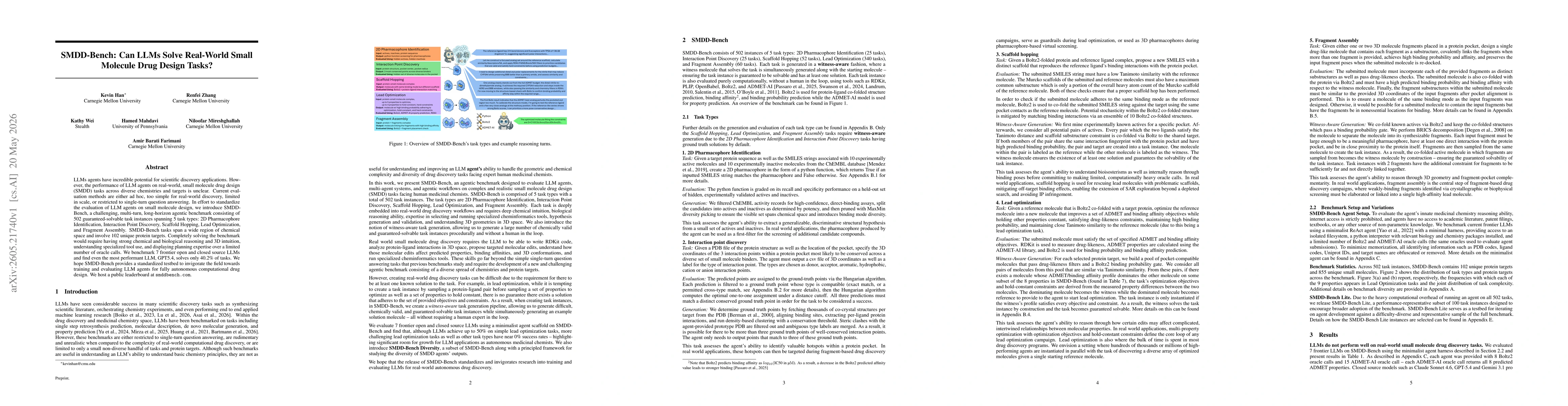 Thumbnail for SMDD-Bench: Can LLMs Solve Real-World Small Molecule Drug Design Tasks?