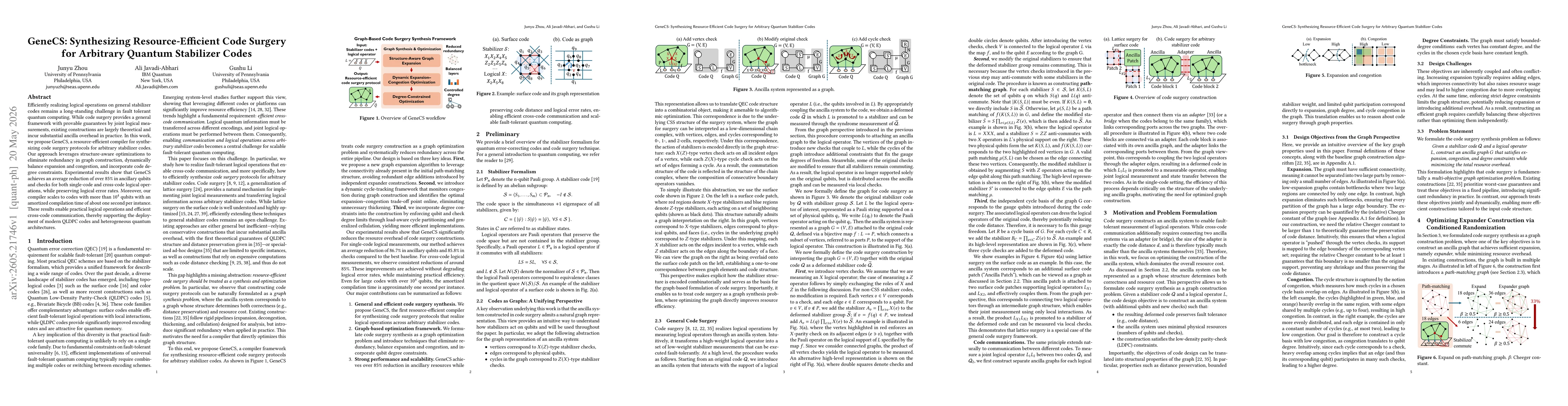 Thumbnail for GeneCS: Synthesizing Resource-Efficient Code Surgery for Arbitrary Quantum Stabilizer Codes