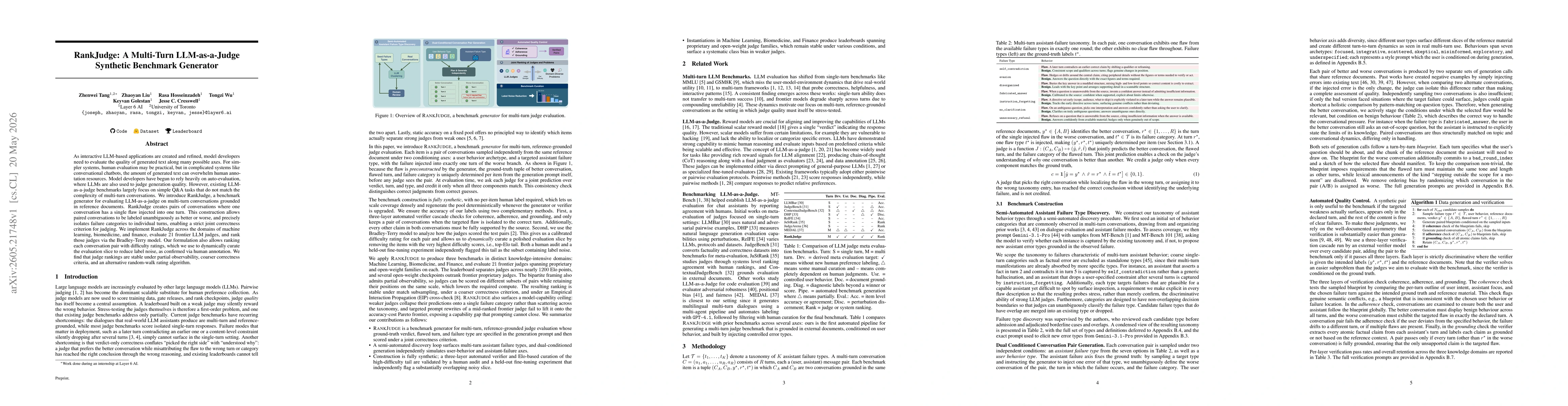 Thumbnail for RankJudge: A Multi-Turn LLM-as-a-Judge Synthetic Benchmark Generator