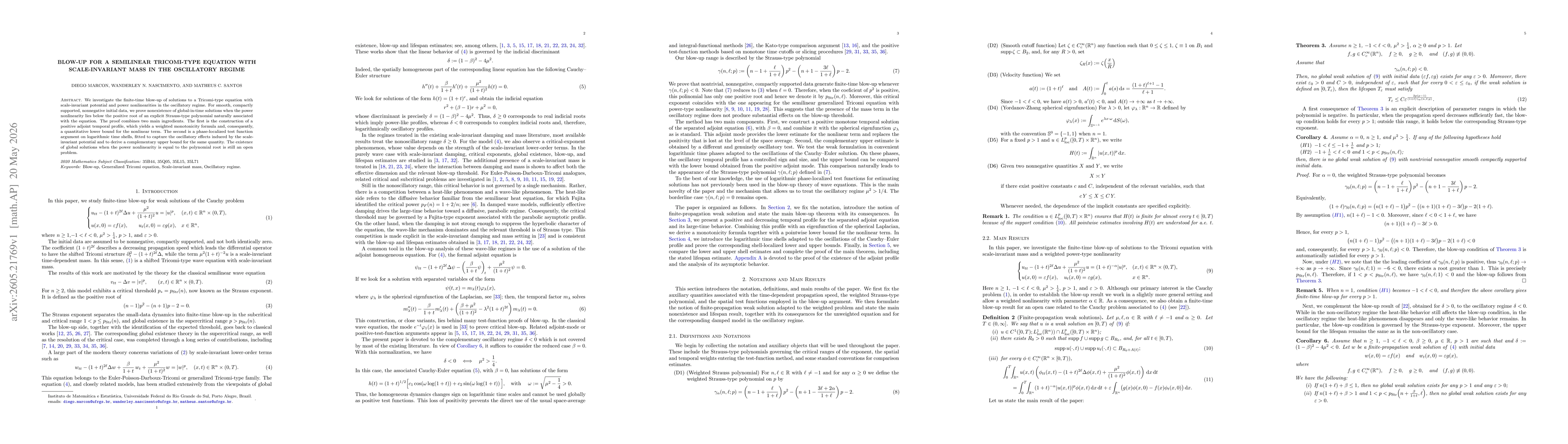 Thumbnail for Blow-up for a Semilinear Tricomi-type Equation with Scale-Invariant Mass in the Oscillatory Regime
