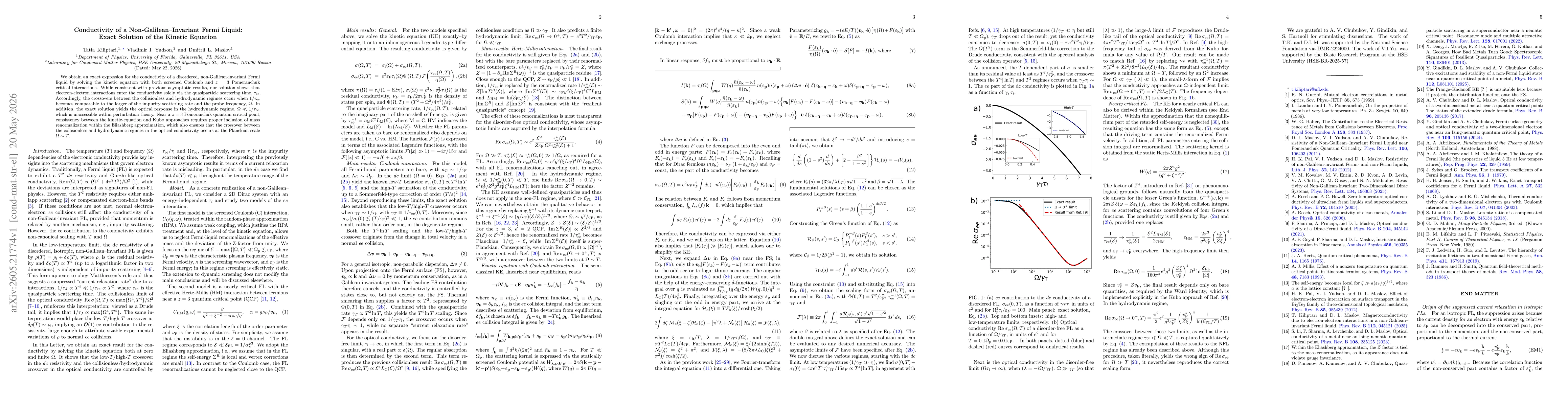 Thumbnail for Conductivity of a Non-Galilean--Invariant Fermi Liquid: Exact Solution of the Kinetic Equation