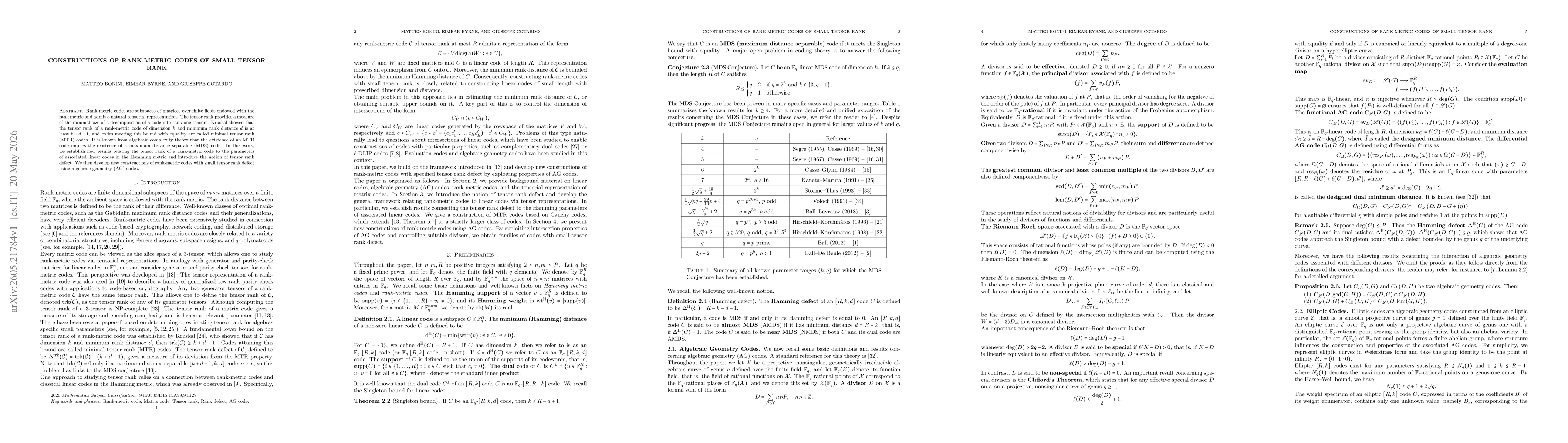 Thumbnail for Constructions of Rank-Metric Codes of Small Tensor Rank