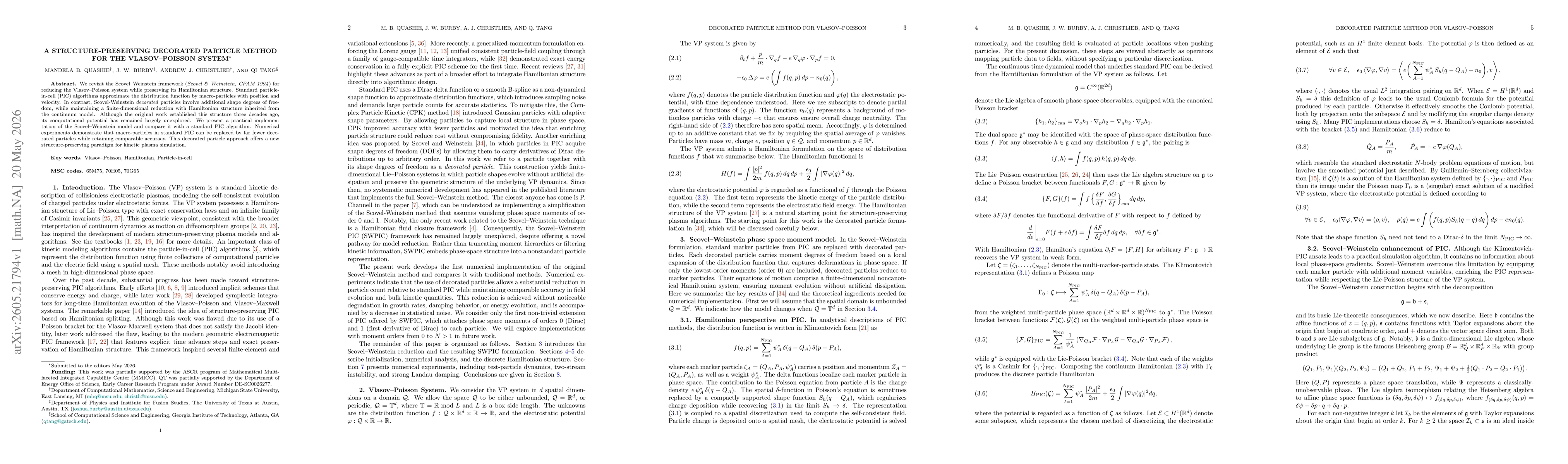 Thumbnail for A Structure-Preserving Decorated Particle Method for the Vlasov-Poisson System