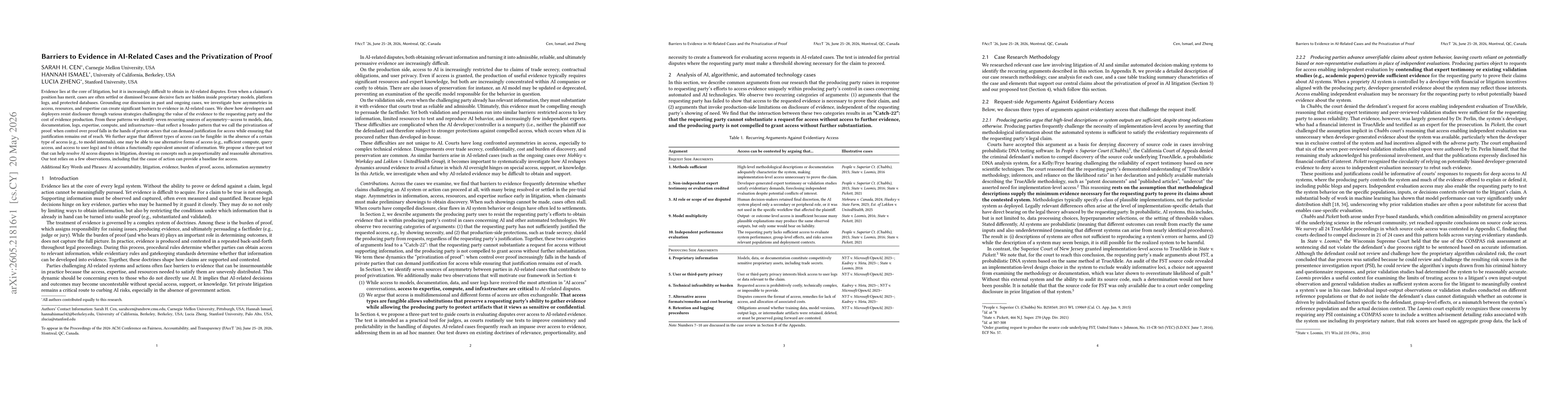 Thumbnail for Barriers to Evidence in AI-Related Cases and the Privatization of Proof