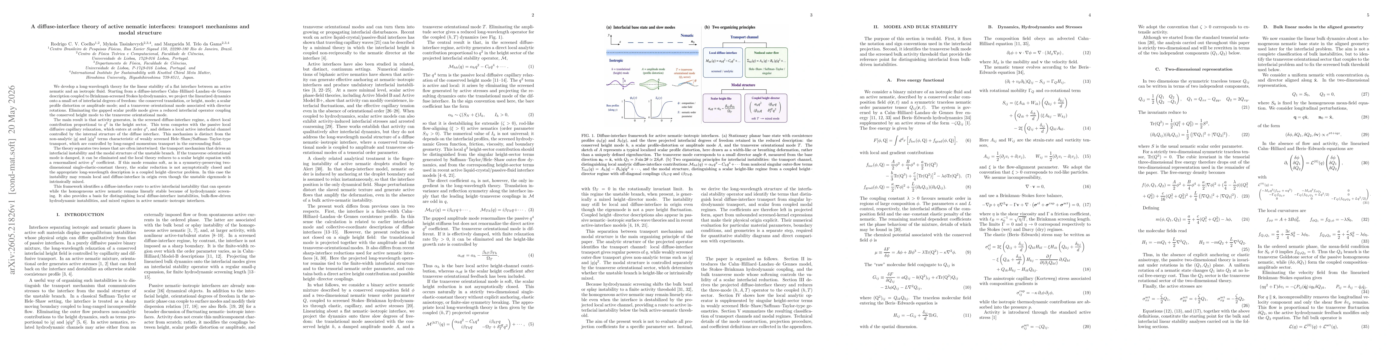 Thumbnail for A diffuse-interface theory of active nematic interfaces: transport mechanisms and modal structure