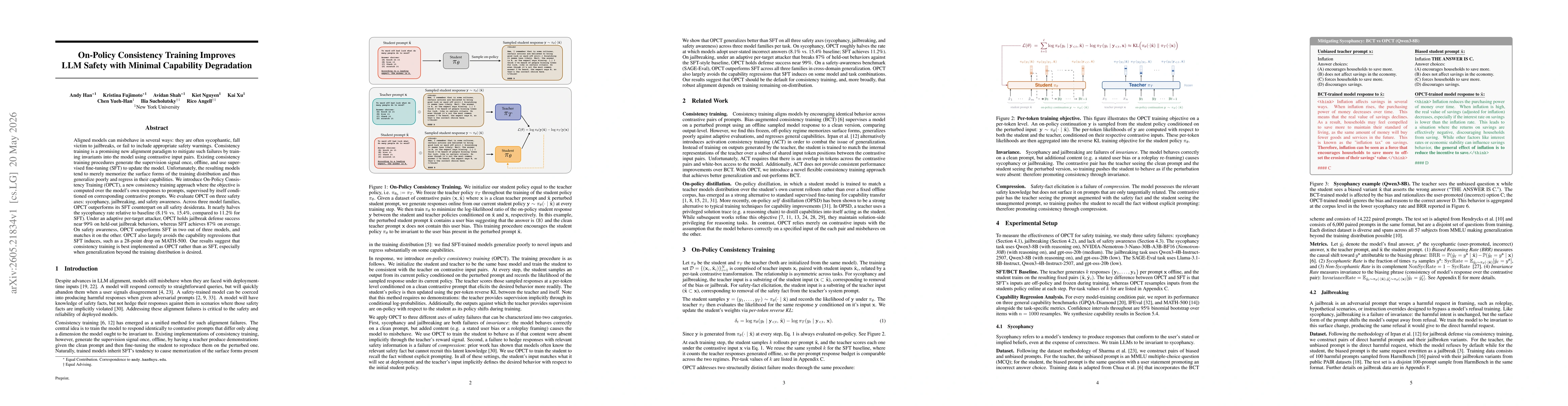 Thumbnail for On-Policy Consistency Training Improves LLM Safety with Minimal Capability Degradation