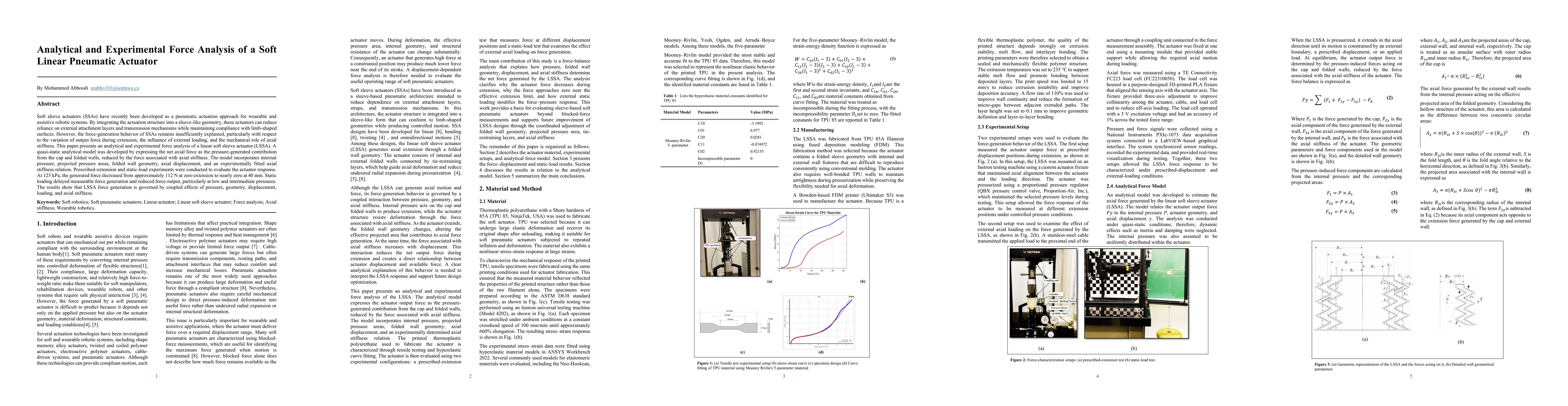 Thumbnail for Analytical and Experimental Force Analysis of a Soft Linear Pneumatic Actuator