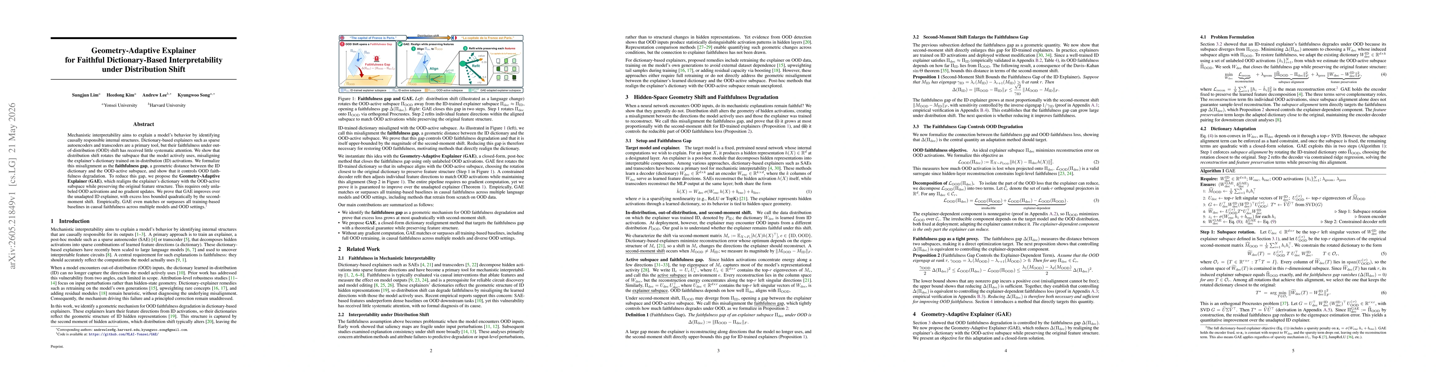 Thumbnail for Geometry-Adaptive Explainer for Faithful Dictionary-Based Interpretability under Distribution Shift