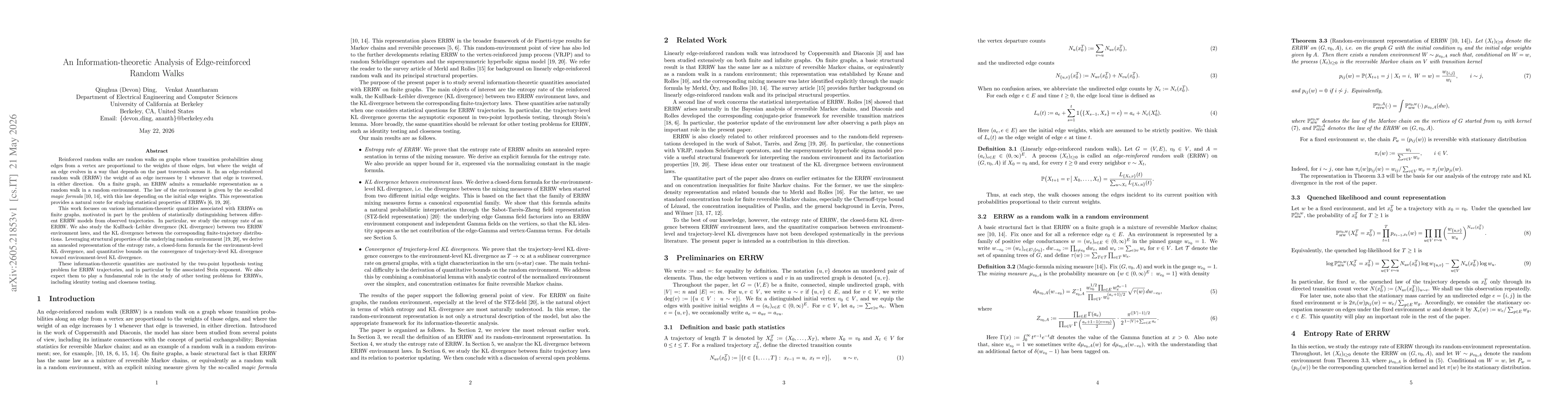 Thumbnail for An Information-theoretic Analysis of Edge-reinforced Random Walks