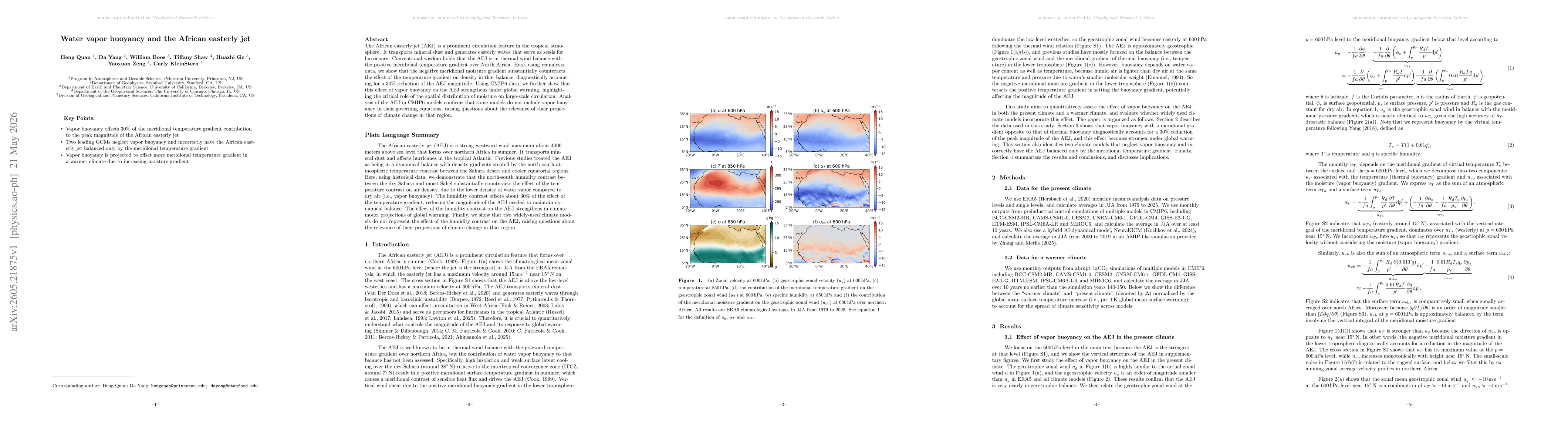 Thumbnail for Water vapor buoyancy and the African easterly jet