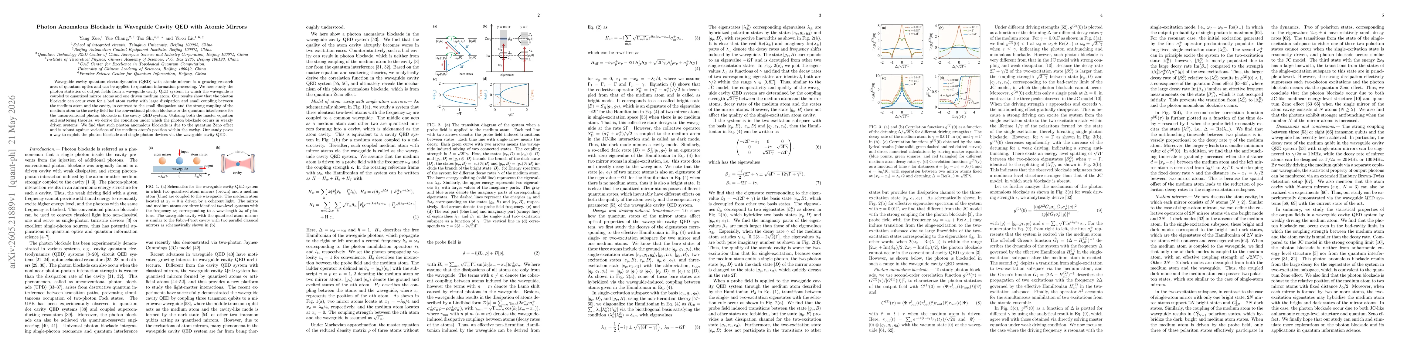 Thumbnail for Photon Anomalous Blockade in Waveguide Cavity QED with Atomic Mirrors