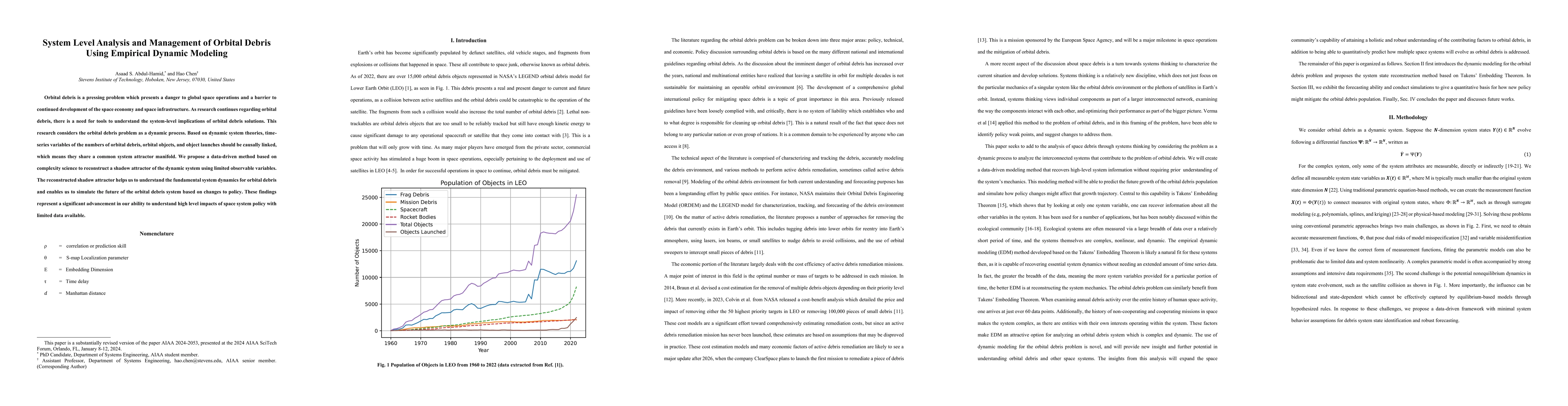 Thumbnail for System Level Analysis and Management of Orbital Debris Using Empirical Dynamic Modeling