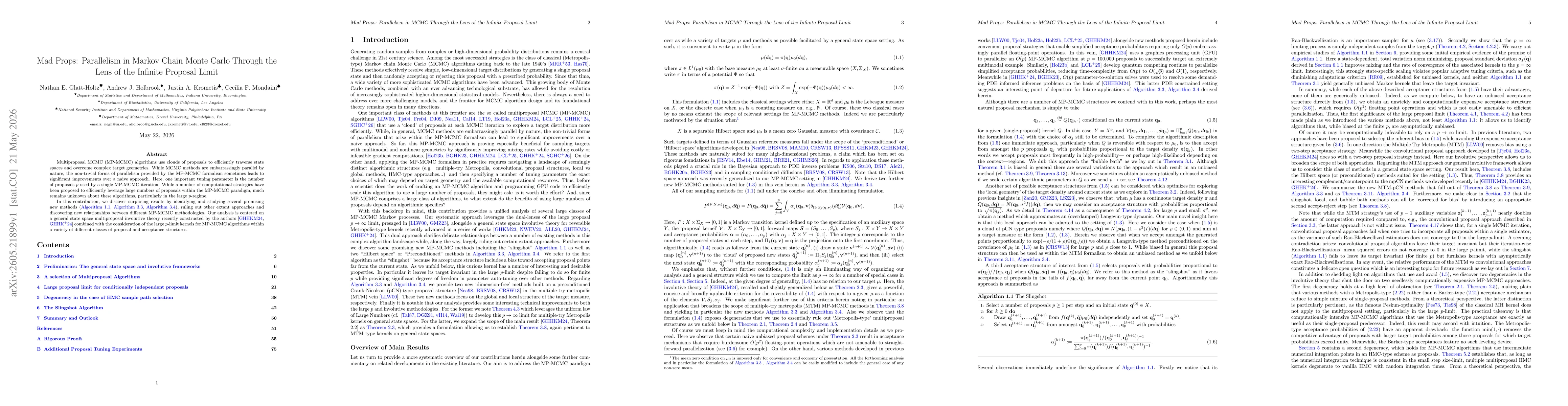 Thumbnail for Mad Props: Parallelism in Markov Chain Monte Carlo Through the Lens of the Infinite Proposal Limit