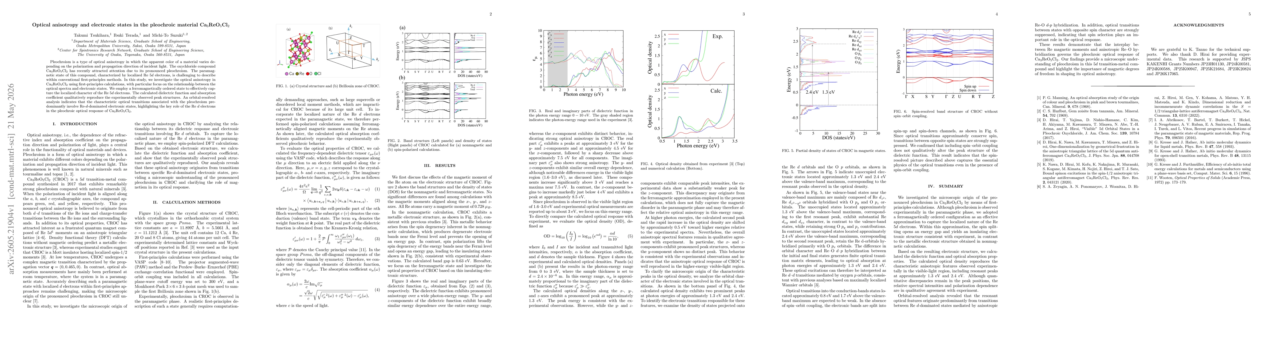 Thumbnail for Optical anisotropy and electronic states in the pleochroic material Ca$_3$ReO$_5$Cl$_2$