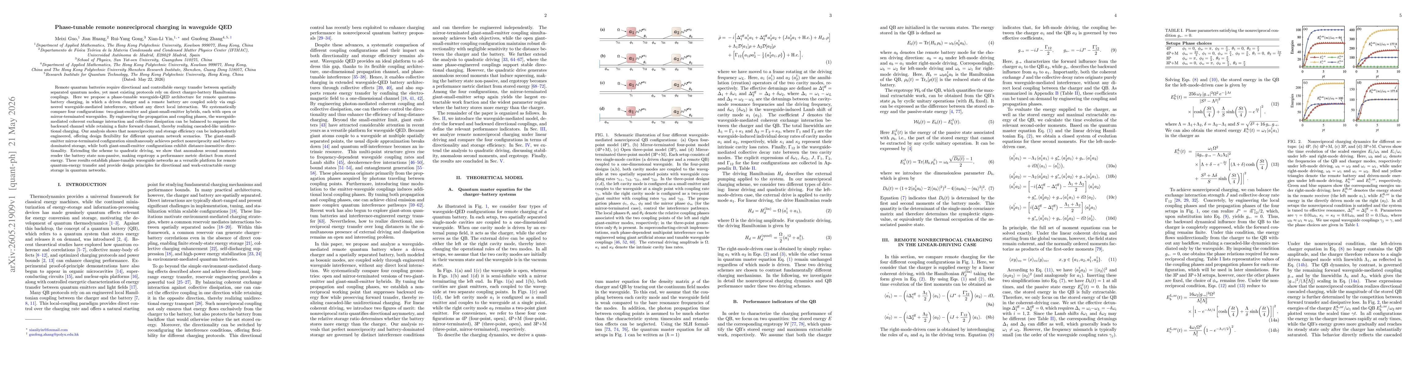 Thumbnail for Phase-tunable remote nonreciprocal charging in waveguide QED
